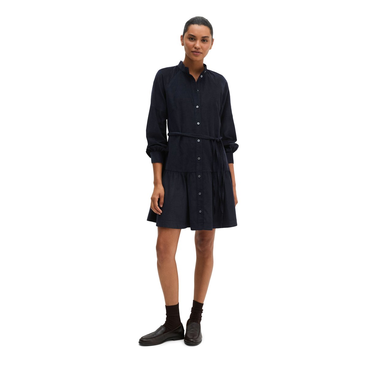 Robe dégradée flared en qualité velours côtelé bleu, MARC O'POLO