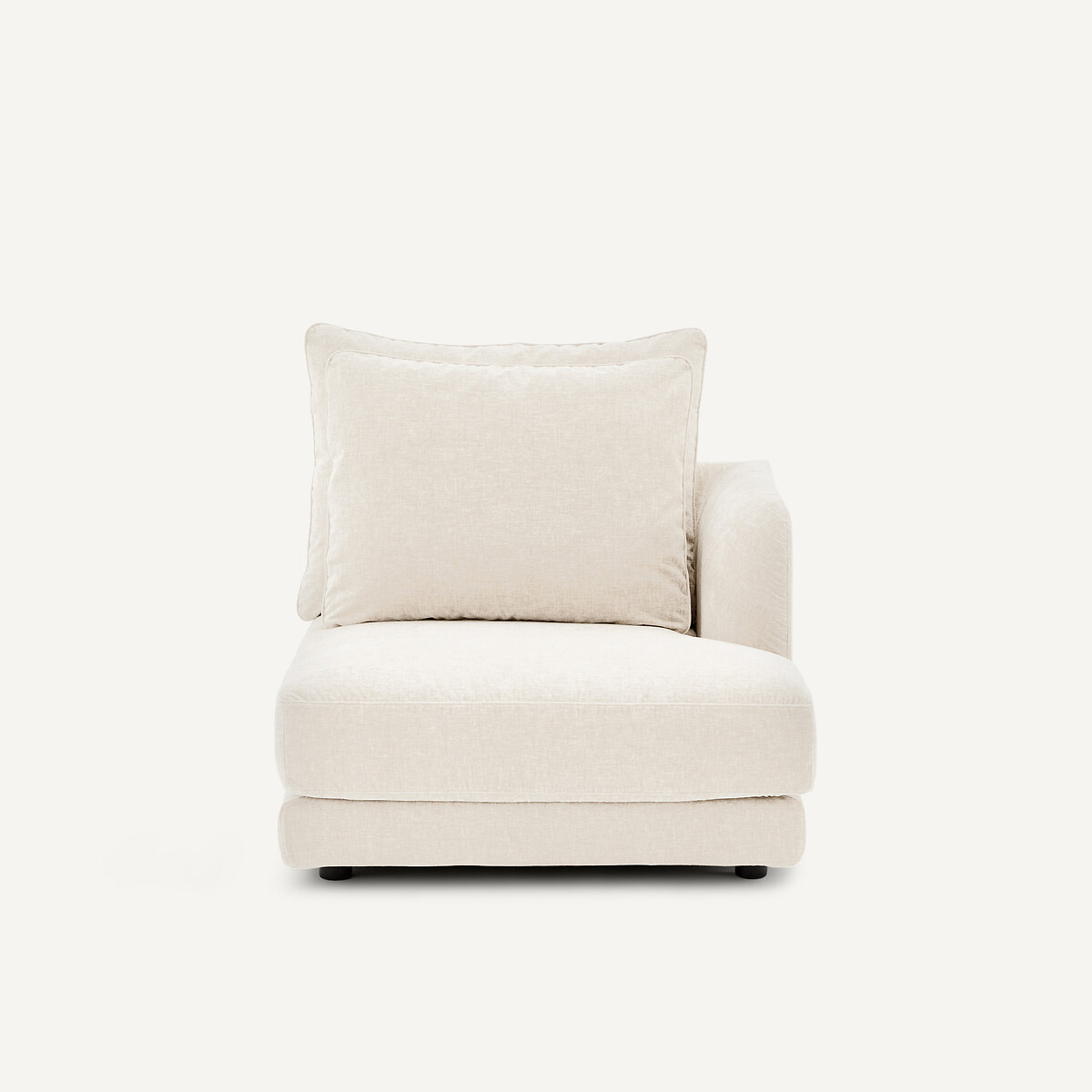 Rechtes Einzelsofa, modular, aus Chenille-Samt, TIBERIO weiss, AM.PM
