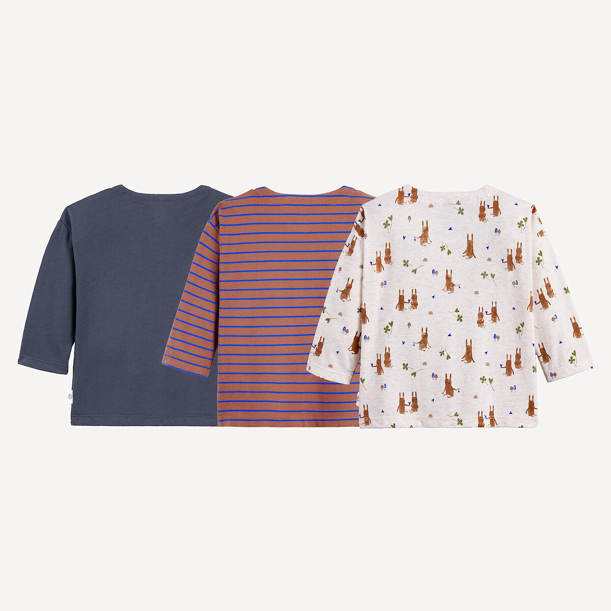 Pack of 3 Long Sleeve Grandad Collar T-Shirts assorted, LA REDOUTE COLLECTIONS
