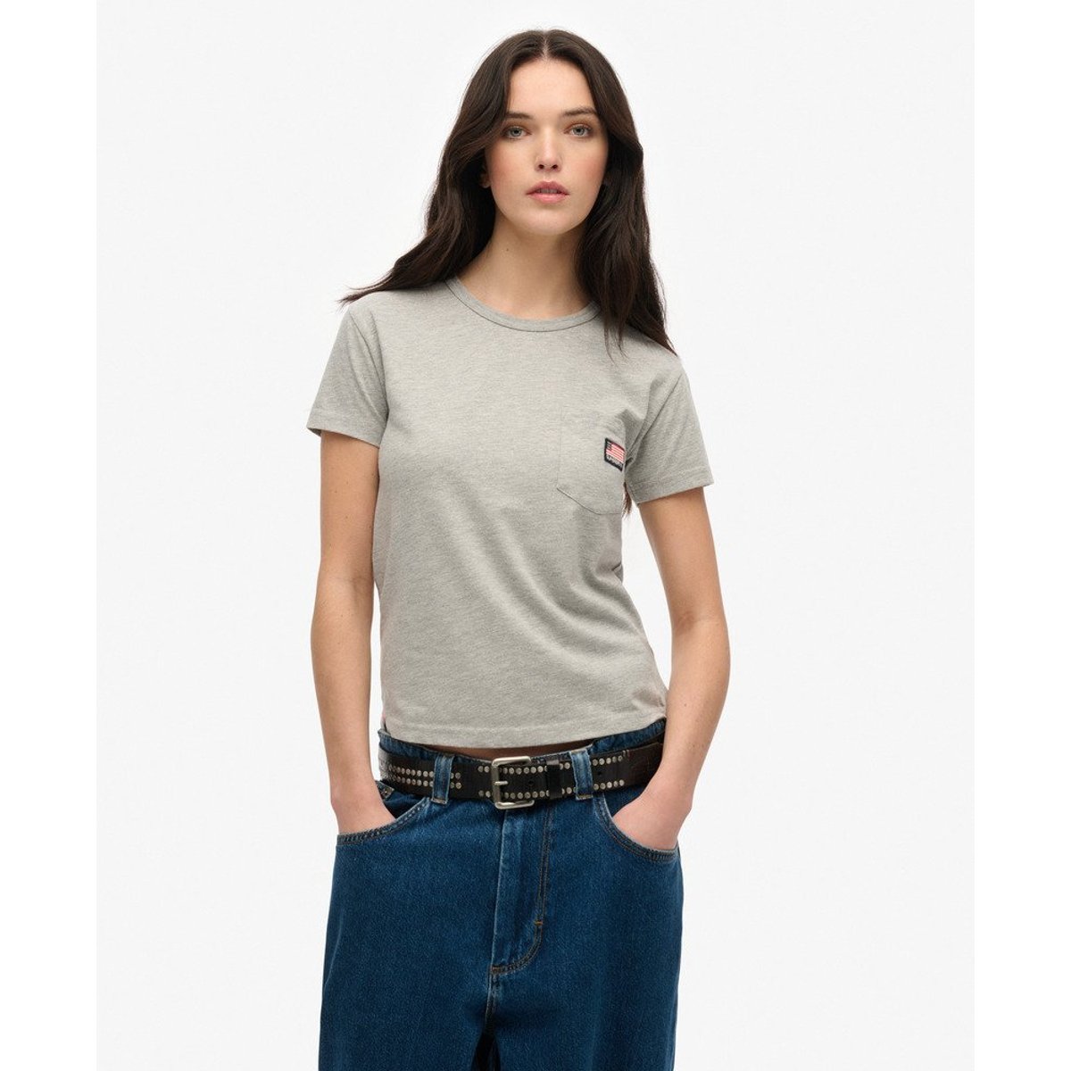 T-shirt à poche Athletic Essential gris chiné, SUPERDRY