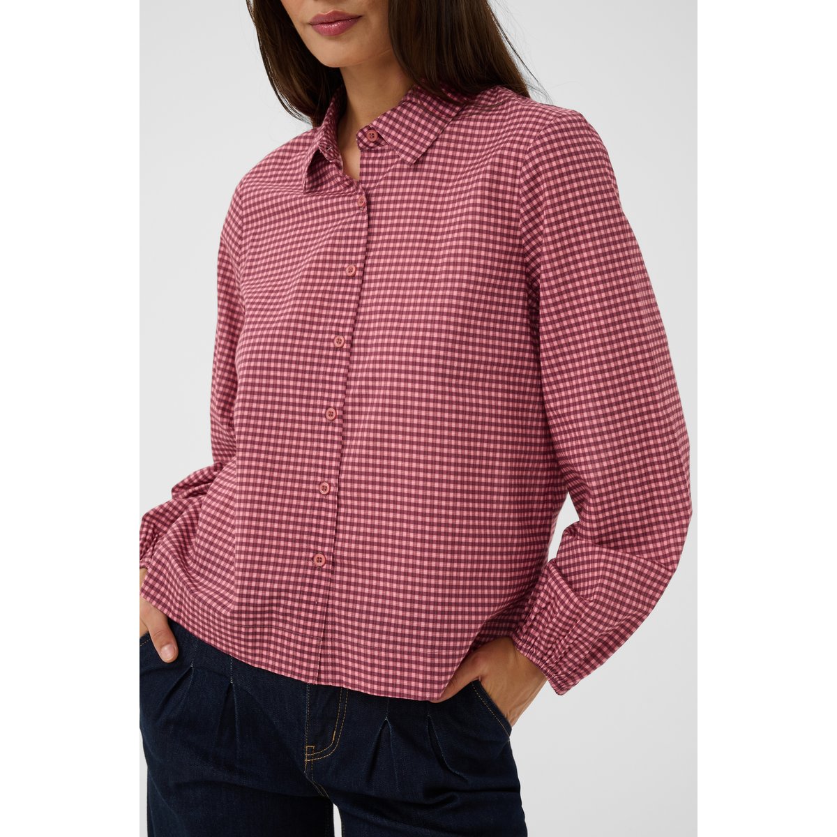 Chemise à manches longues rouge red/pink check, CULTURE
