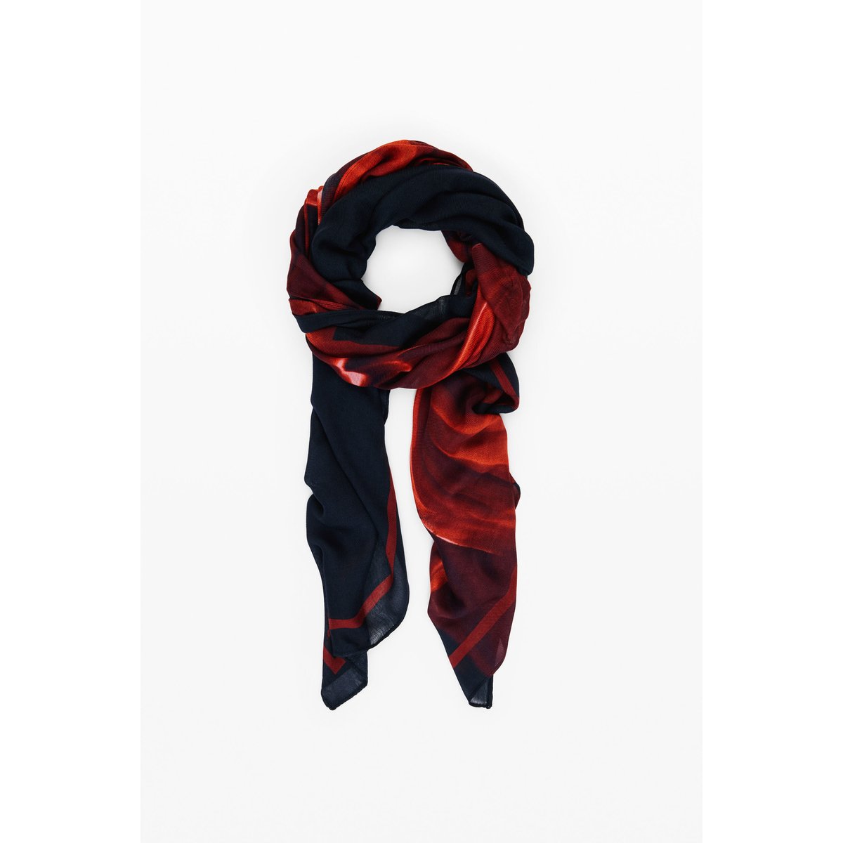 Foulard rectangulaire à fleurs noir, DESIGUAL