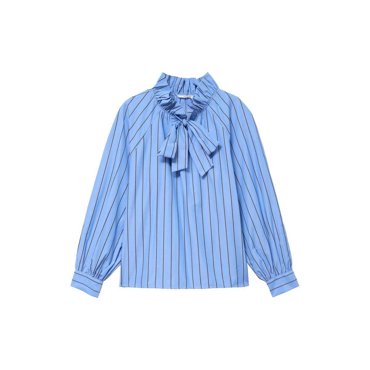 Blouse ample col montant manches longues bleu, CACHE CACHE