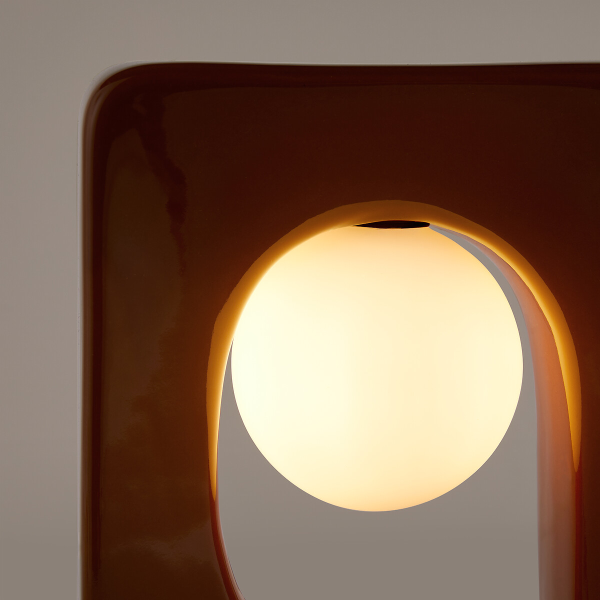 Lampe à poser, en céramique et verre opalin, VESLI marron, LA REDOUTE INTERIEURS