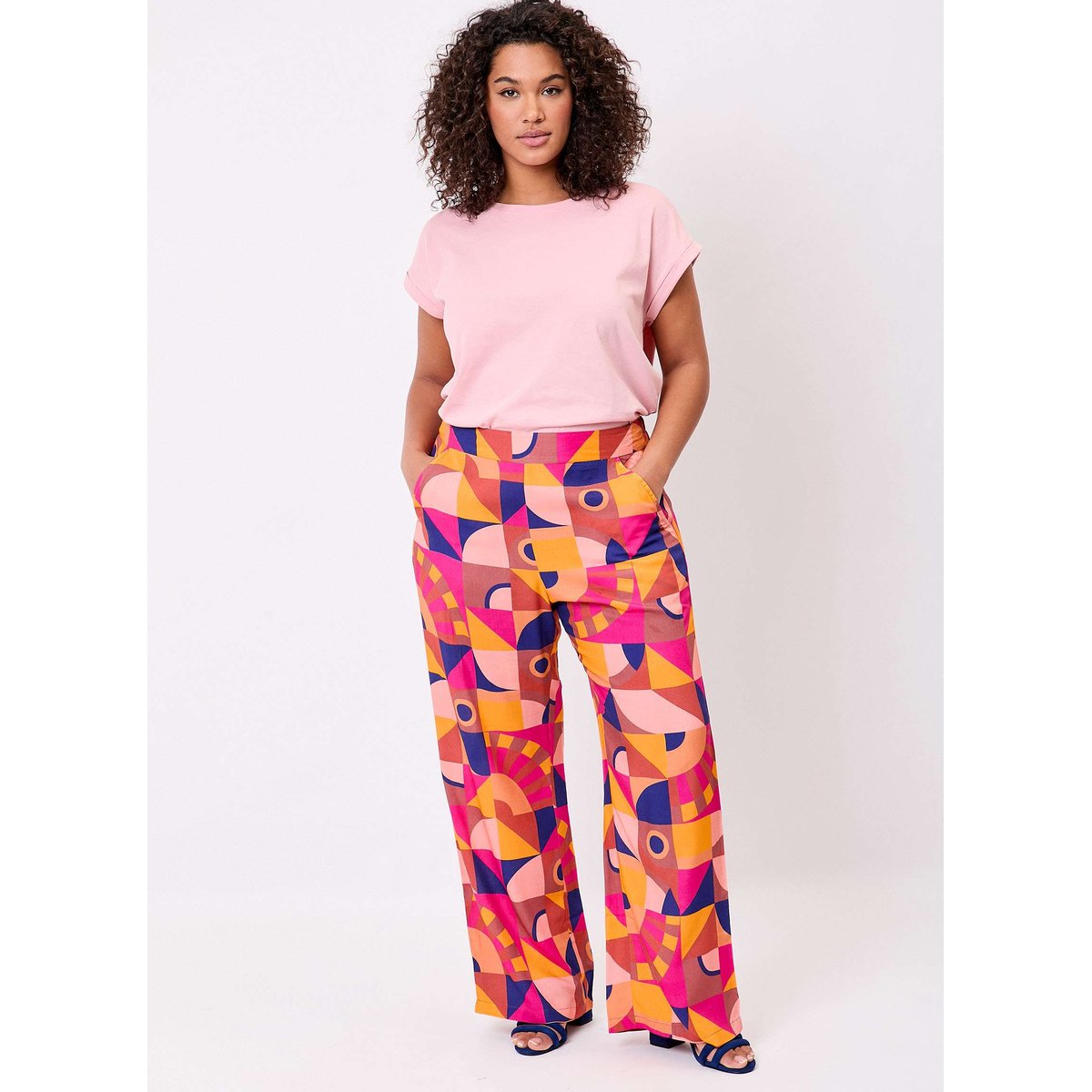 Pantalon fluide ample imprimé ESTIA rose maimuna, LA FIANCÉE