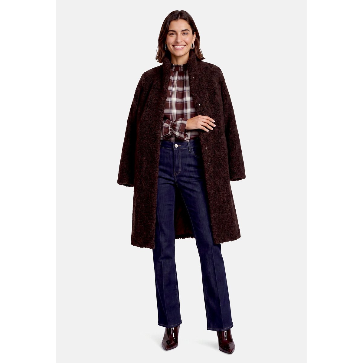 Manteau d'hiver à col droit chocolate plum, ZERO