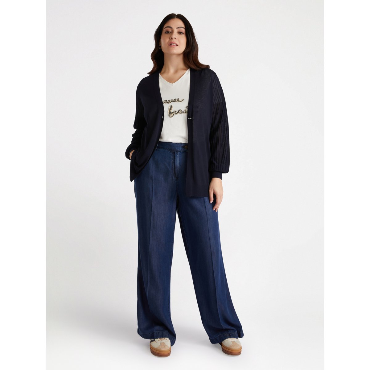 Pantalon large avec fibres TENCEL™ bleu, FIORELLA RUBINO