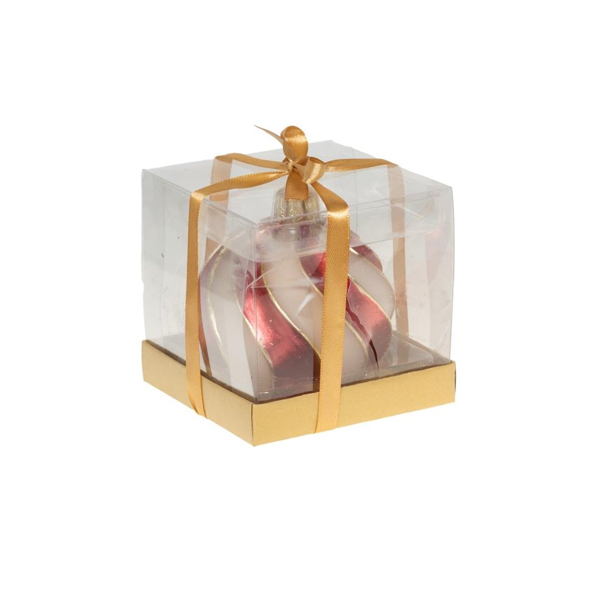 Bougie boule de Noël twist 10 cm en cire rouge, AMADEUS