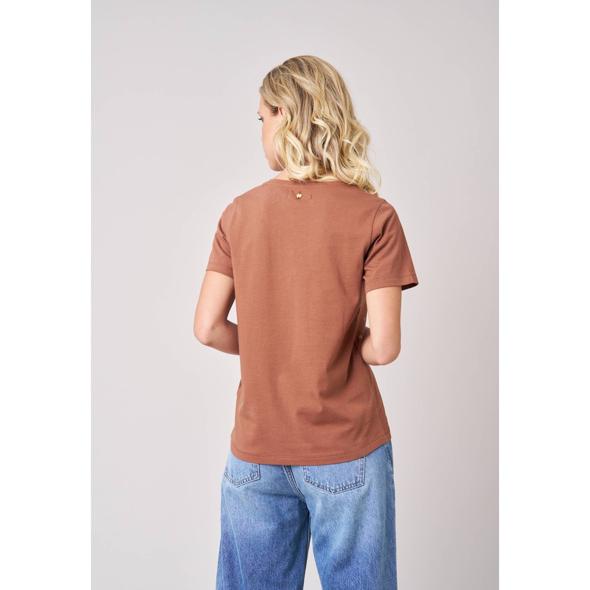 T-shirt regular femme en coton stretch imprimé étoiles FLORIA whisky, DEELUXE