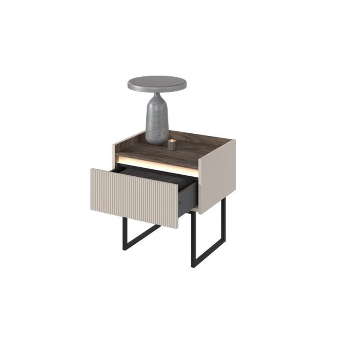 Table de chevet Panneaux de particules, LOUNA beige, BOBOCHIC