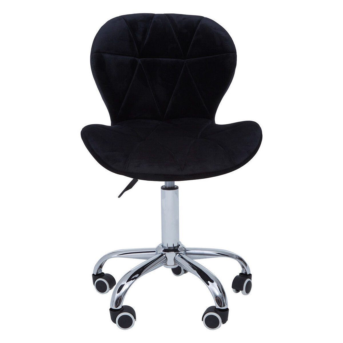 Velvet Quilted Office Chair with Chrome Base black, SO'HOME