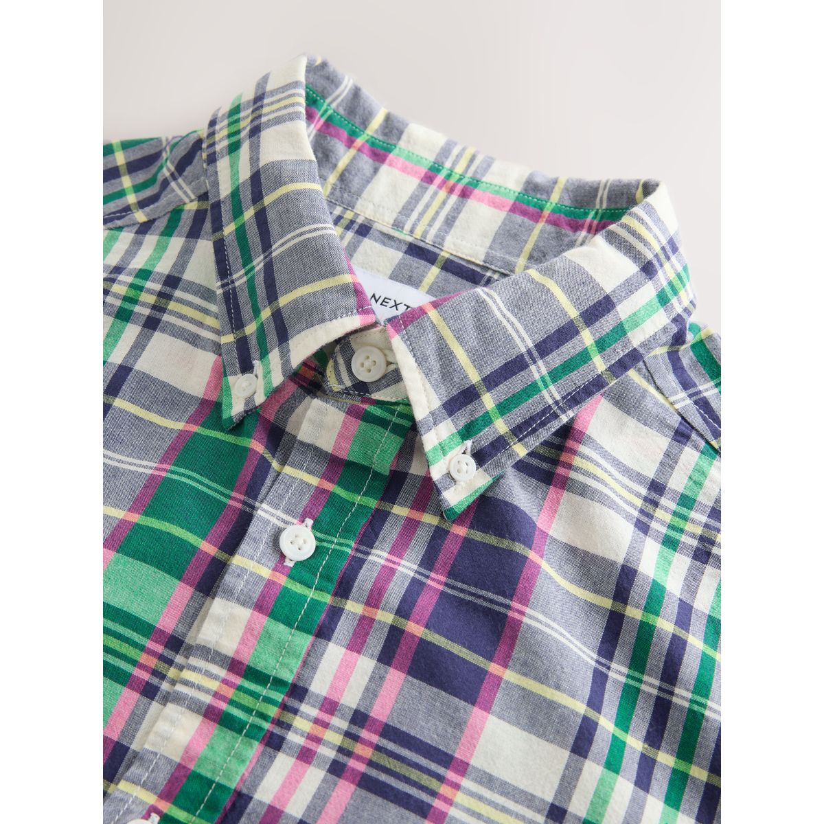 Chemise à manches longues et carreaux madras écru, NEXT