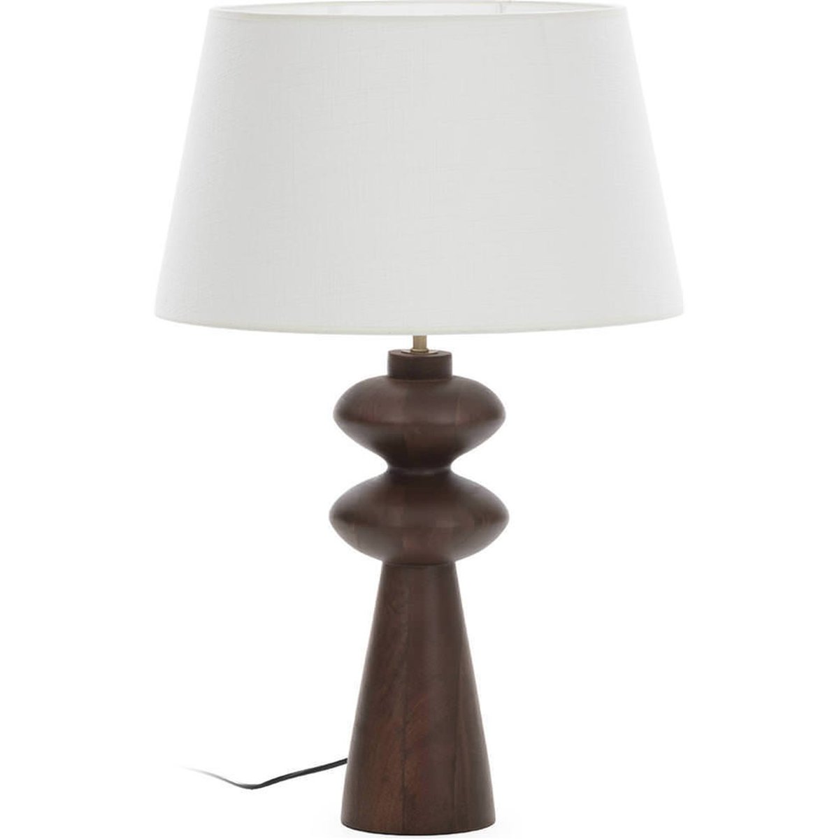 Lampe à poser en bois sculpté marron foncé et blanc, RECOLLECTION