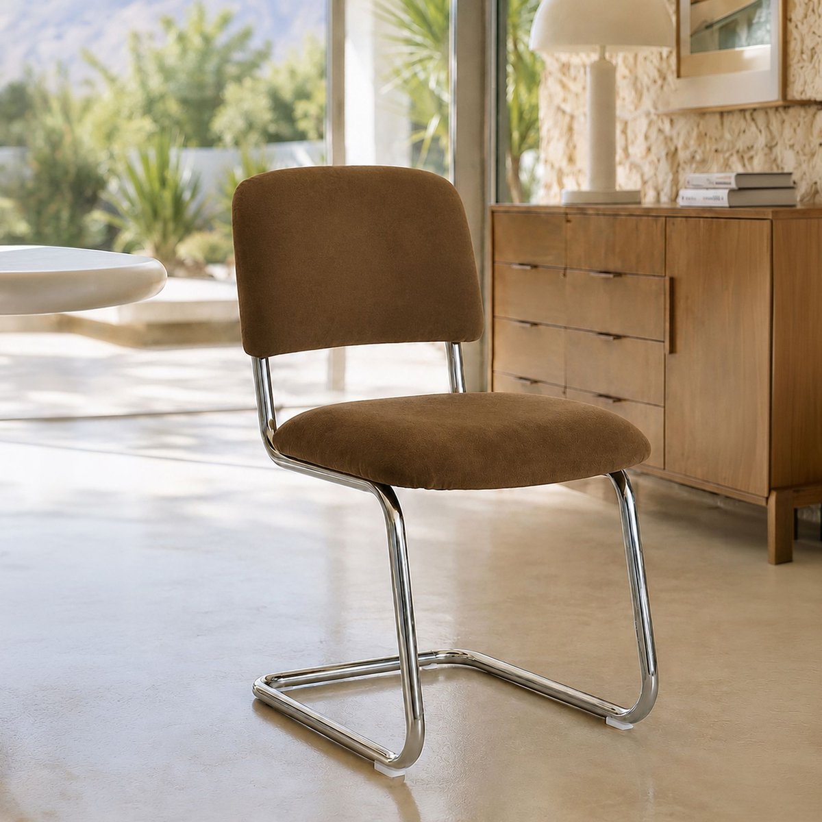Lot de 2 chaises de table en velours, FELINE couleur unique, NOW'S HOME