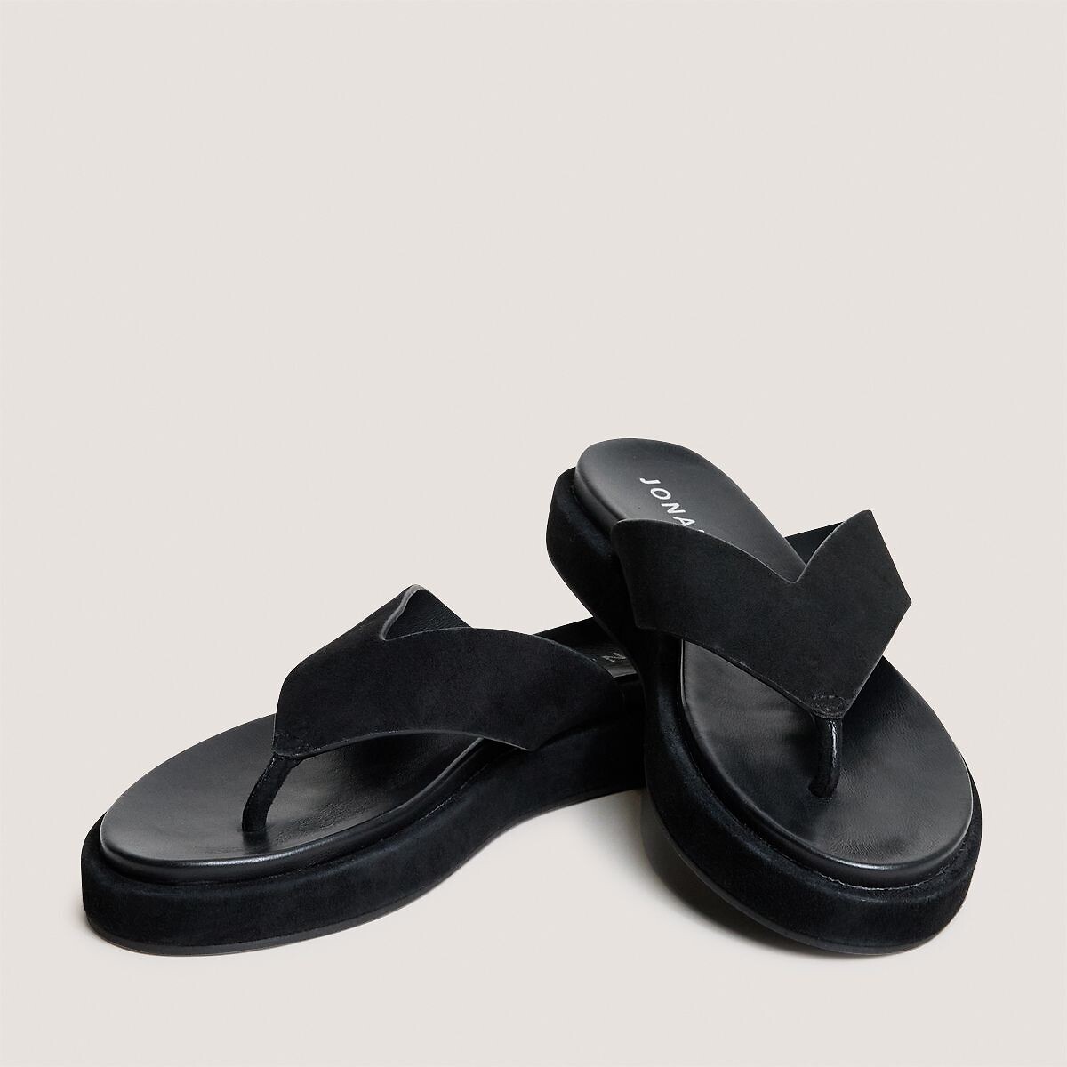 Tongs en cuir Wiwi en cuir noir, JONAK