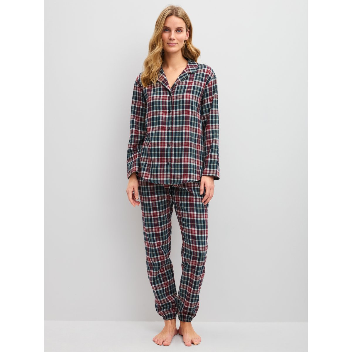 Pyjama en flanelle, boutonné de bout en bout manches longues Coton HOLIDAY DREAMS saphir foncé, CALIDA