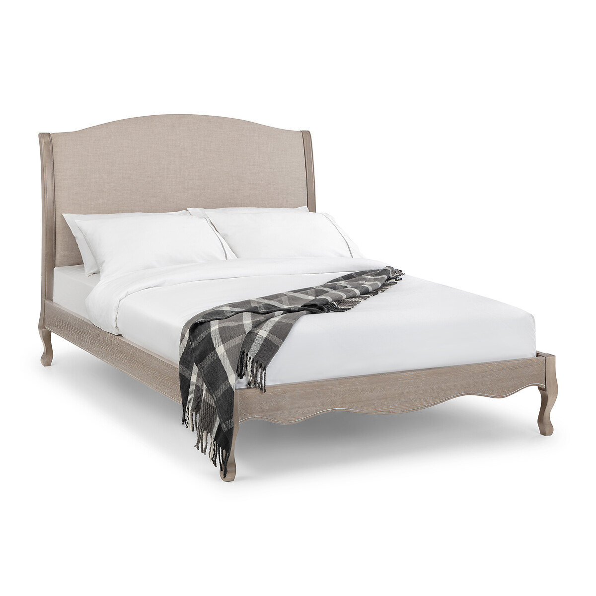 Eléa French Antique Limed Oak & Linen Bed oatmeal, SO'HOME