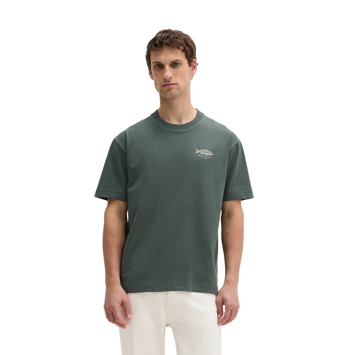 T-shirt loose avec un imprimé marin dans le dos gris foncé, MARC O'POLO