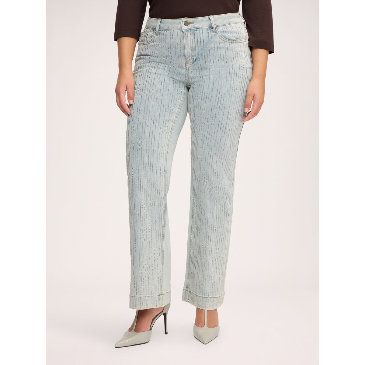 Jean flare avec strass, délavage clair light - blue, FIORELLA RUBINO