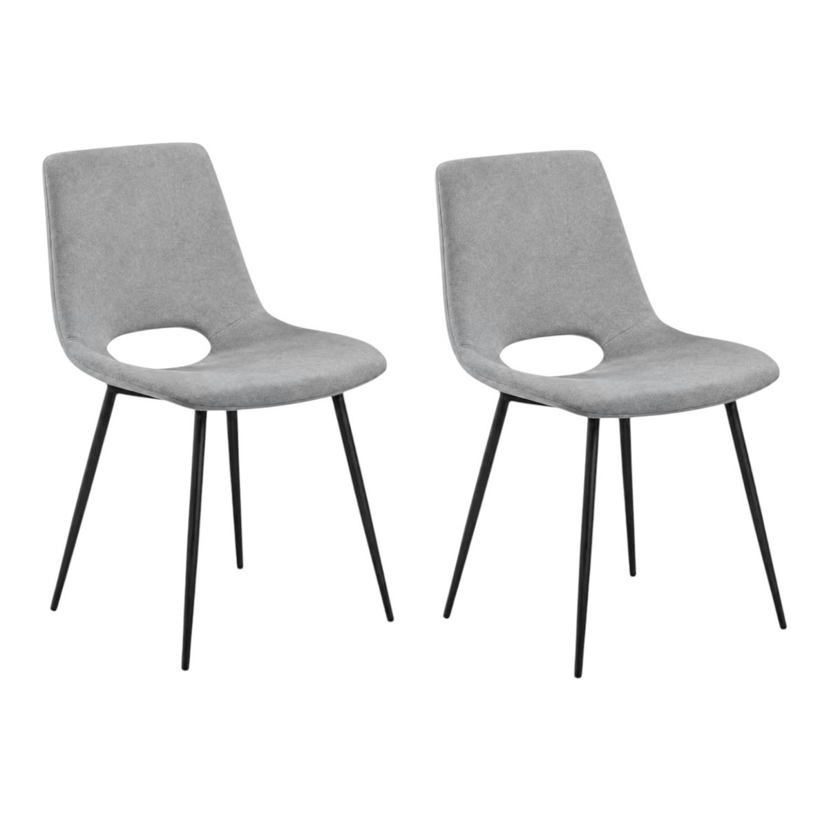 Chaise en tissu, dossier ouvert (lot de 2) LORA gris, PIER IMPORT