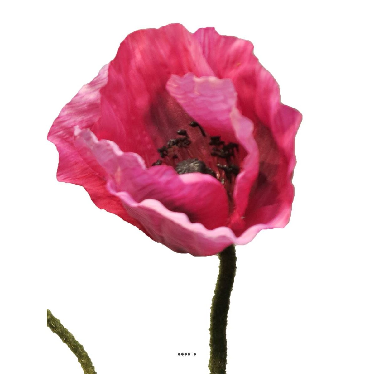 Pavot factice H60cm 1 fleur & 1 bouton jolie rose fushia 730, ARTIFICIELLES
