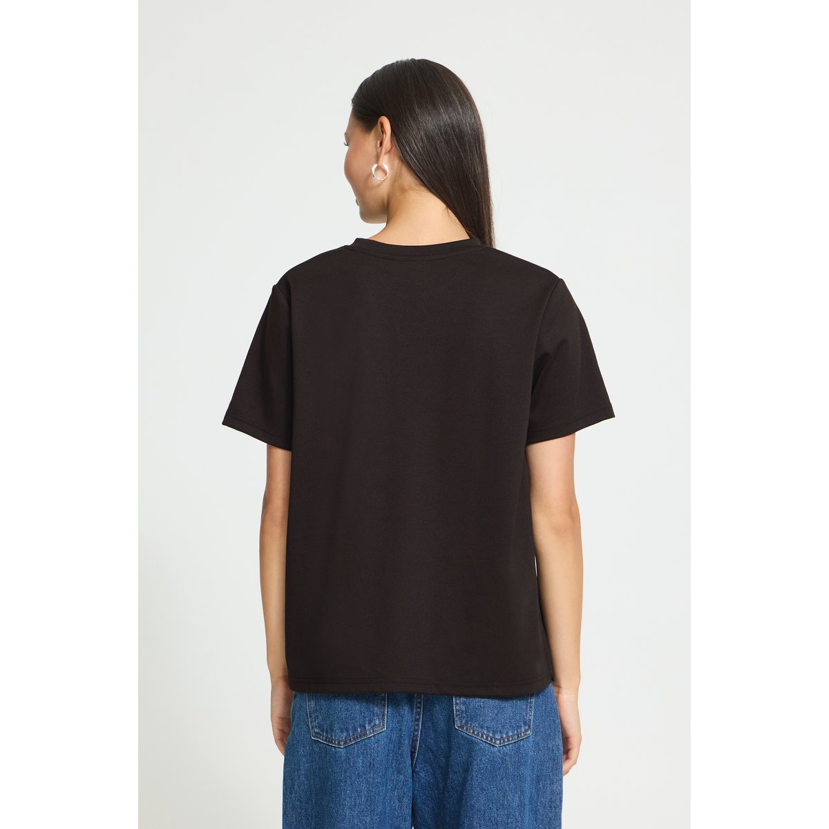 T-shirt manches courtes col rond noir, ICHI