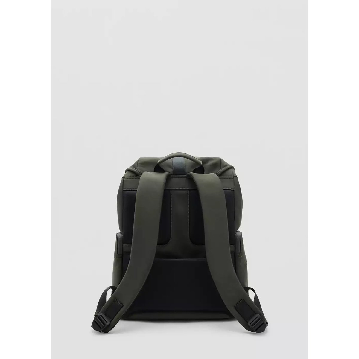 Sac à dos enduit avec fermeture à rabat kaki, MANGO MAN