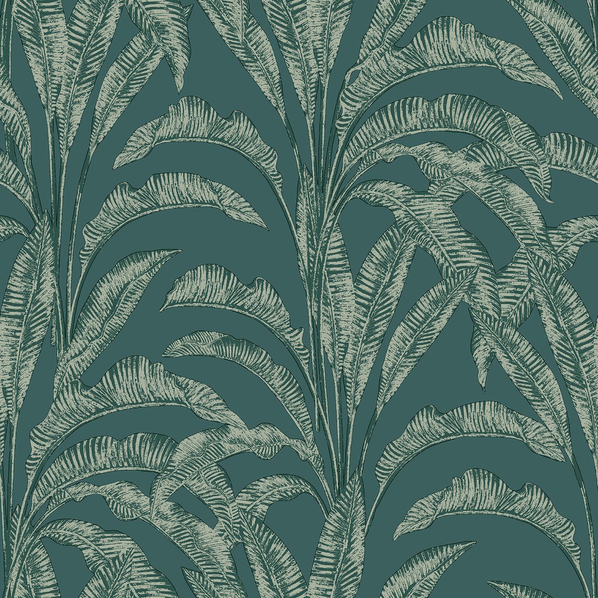 Papier peint feuilles bananier tropical vert forêt vert, HEXOA