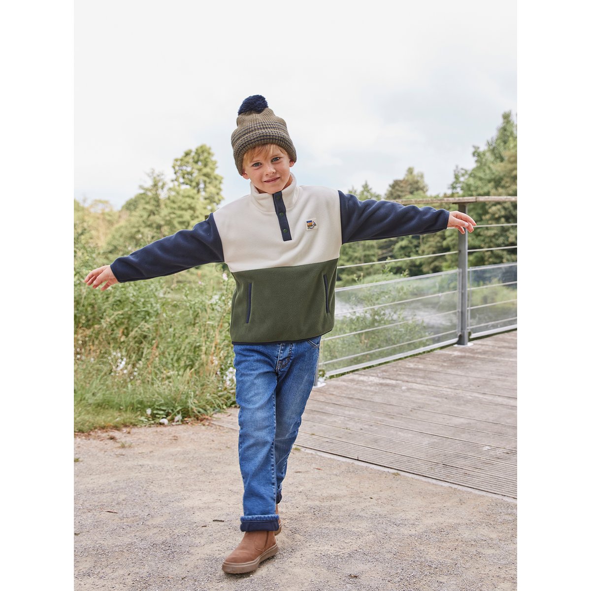 Sweat polaire manches longues vert, VERTBAUDET
