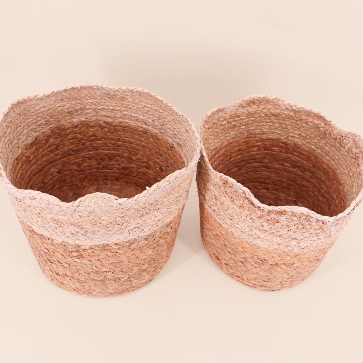 Lot de 2 paniers à corolle en jacinthe et maïs naturel, ORNAMI
