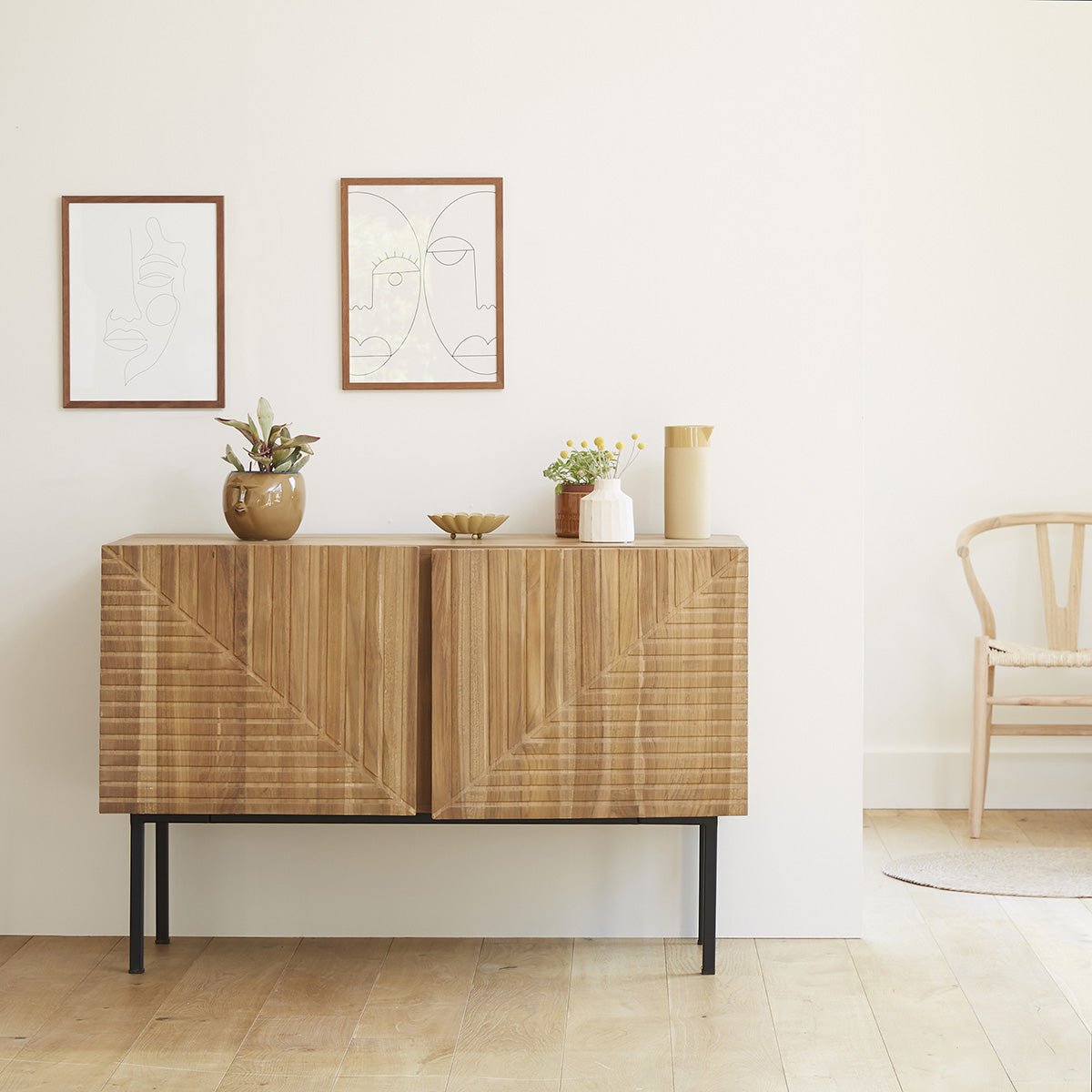 Buffet en bois de teck et métal 120 PORTLAND naturel, BERAH GETAH