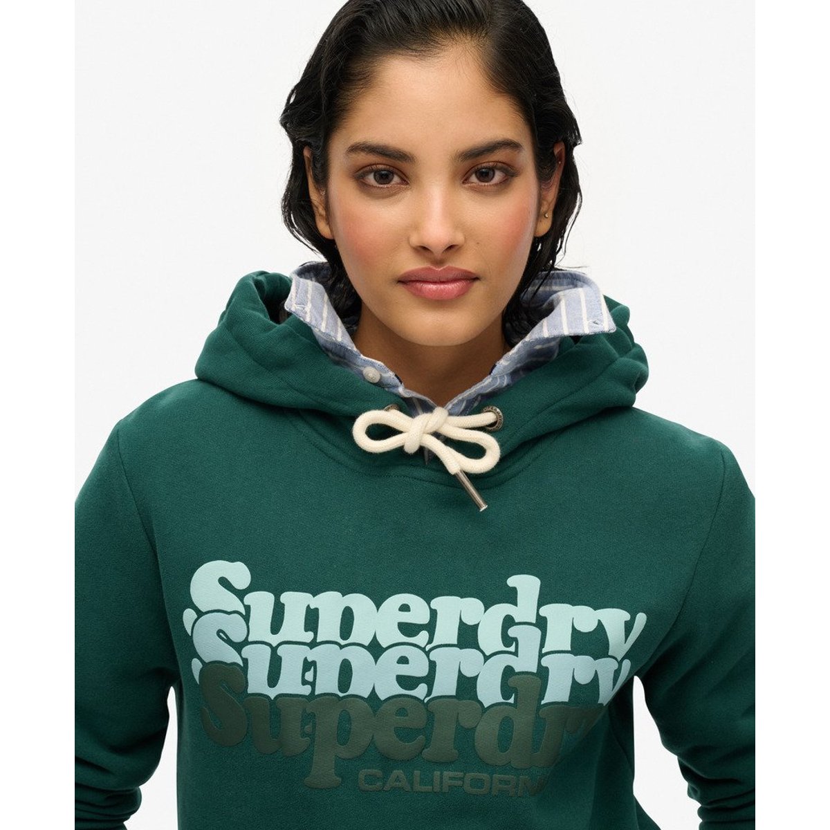 Sweat à capuche Stacked vert pinède foncé, SUPERDRY