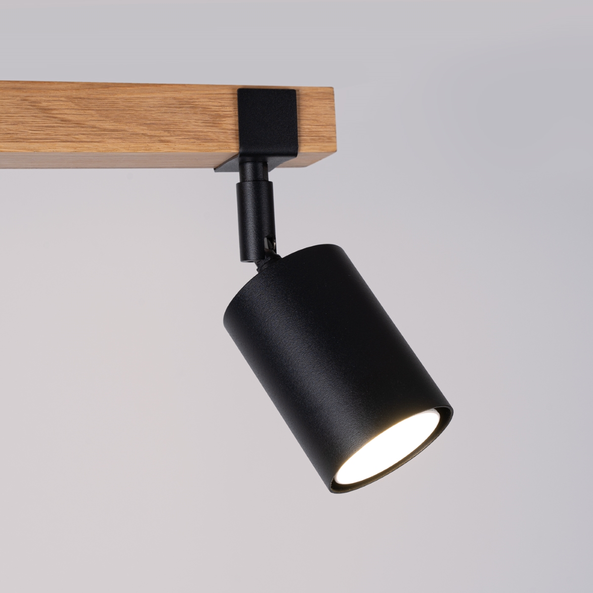 Plafonnier Acier Noir/Bois Naturel GU10 2 Fager noir, EDEN