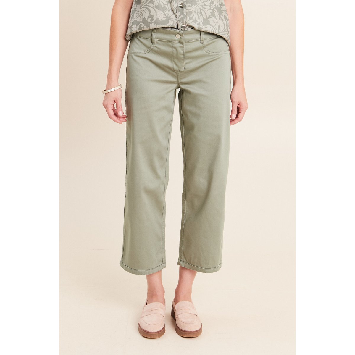 Pantalon droit 7/8ème taille basculée gris, BREAL