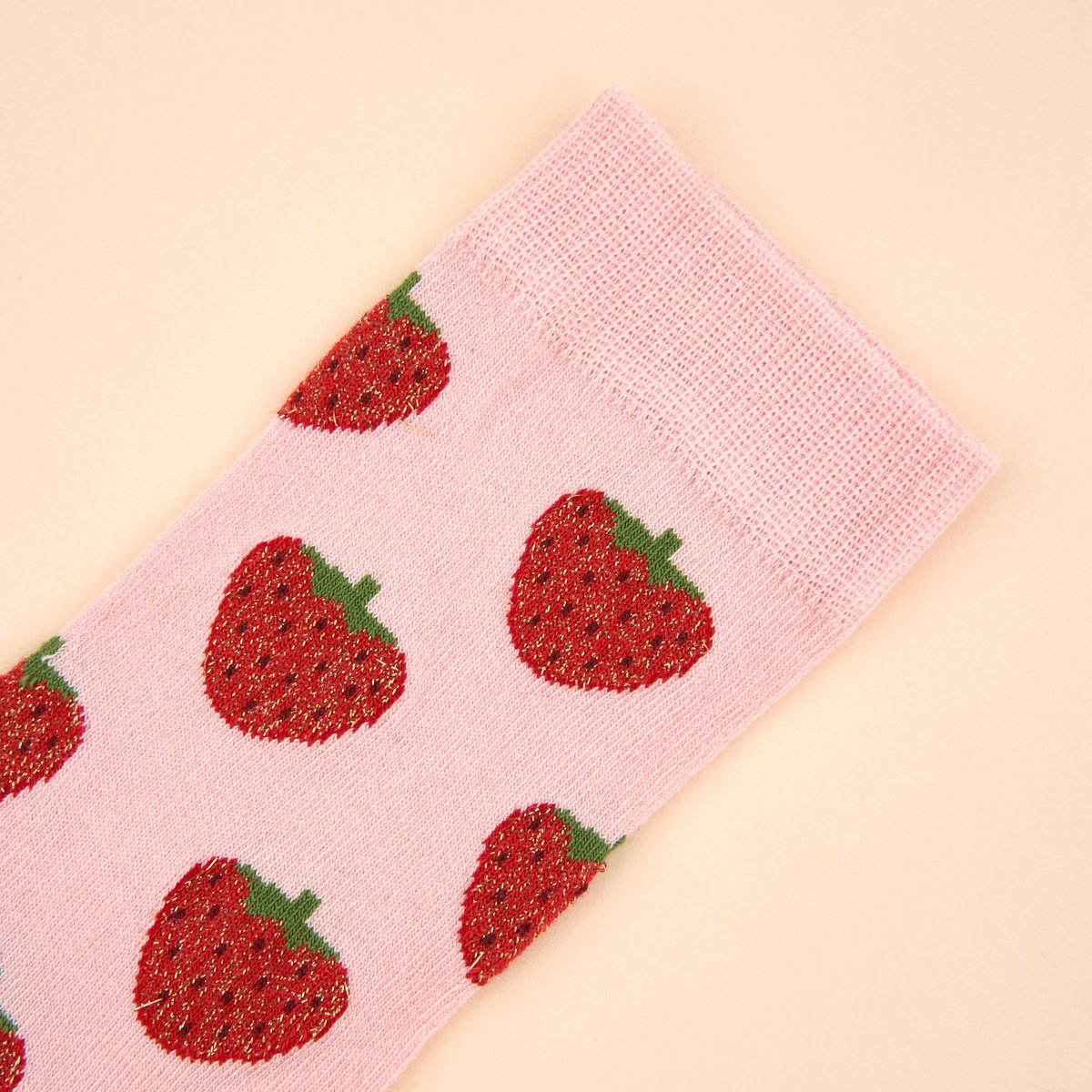 Chaussettes à paillettes FRAISE rose avec fraises à paillettes, COUCOU SUZETTE