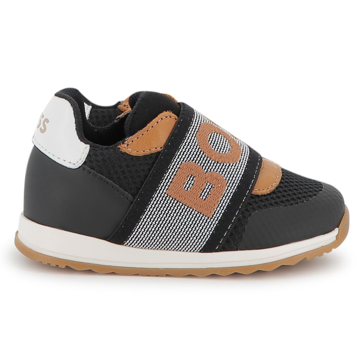 Sneakers con elastico logato black, BOSS KIDSWEAR