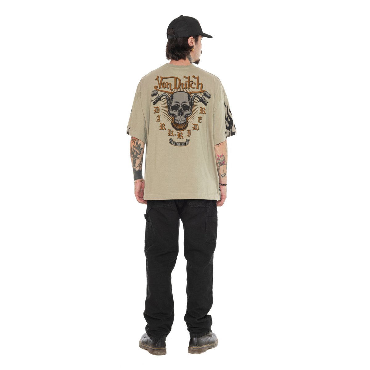 Tee shirt coton BOSTON kaki/noir, VON DUTCH