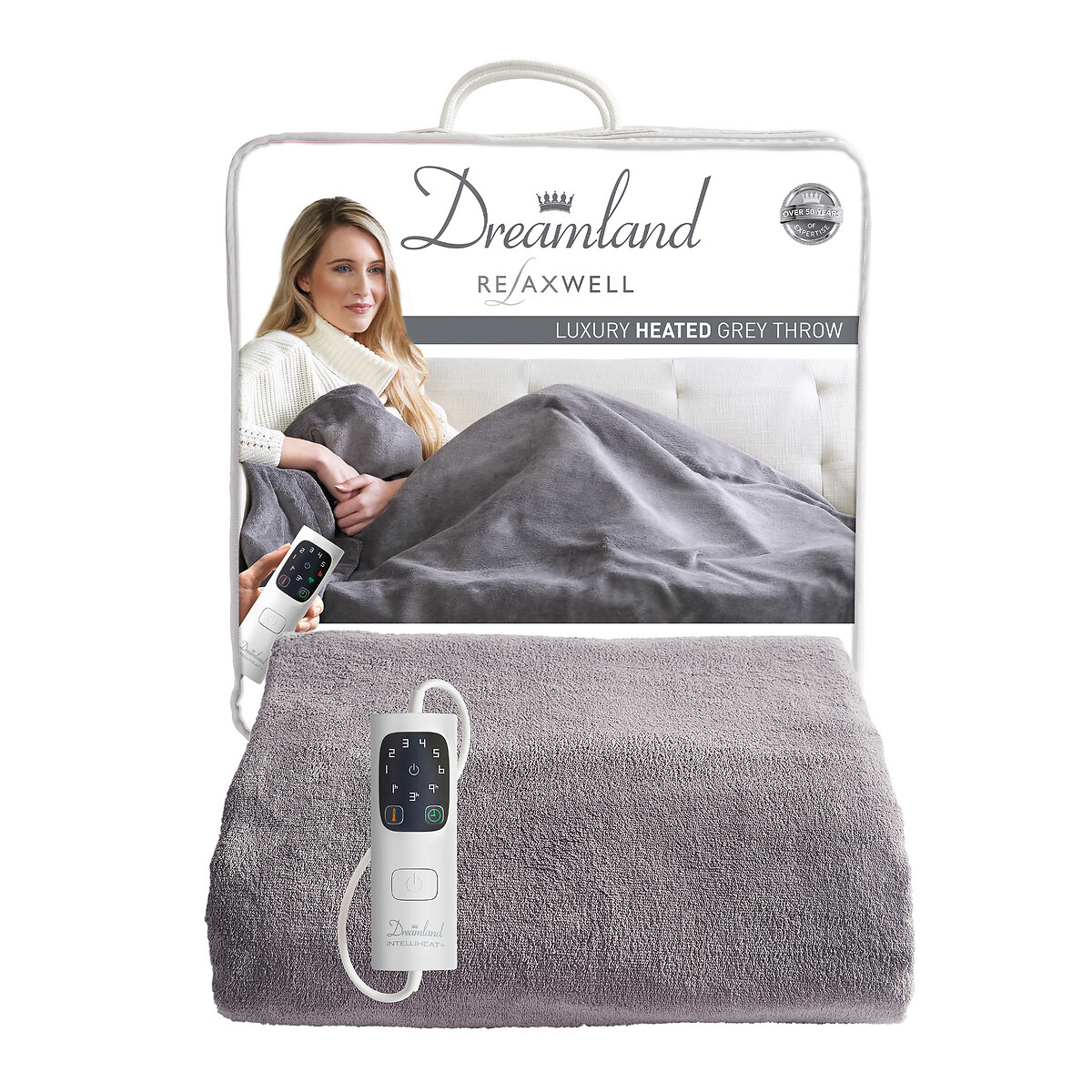 Intelliheat Luxury Heated Throw in Grey grey, DREAMLAND
