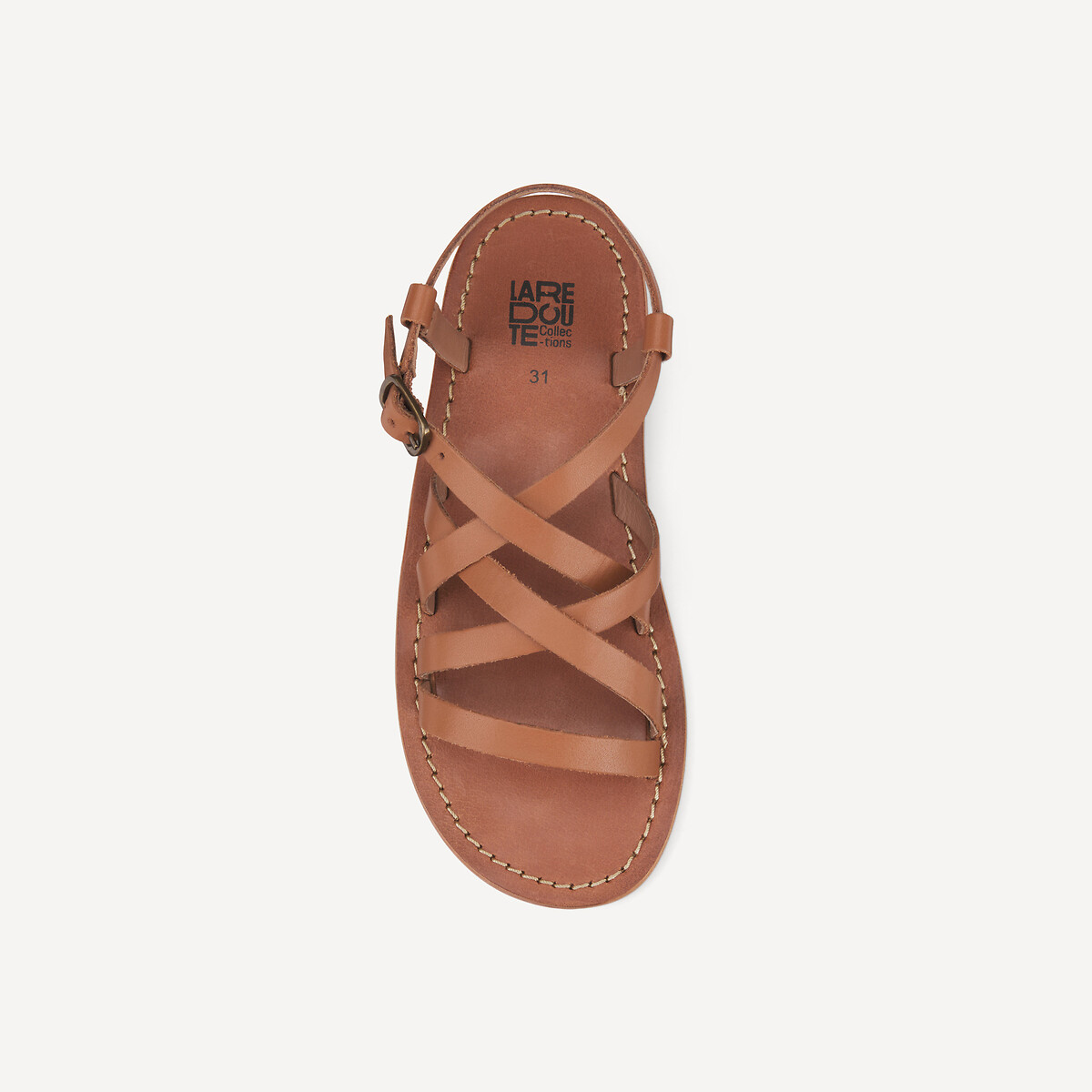 Sandales en cuir à lanières camel, LA REDOUTE COLLECTIONS