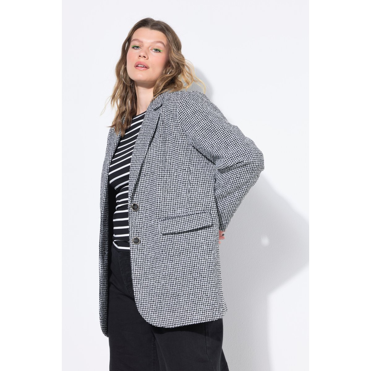 Blazer oversize à motif pied-de-coq beige-sable, STUDIO UNTOLD