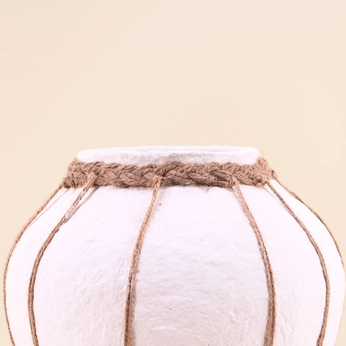 Vase en papier maché déco jute, H25cm blanc, ORNAMI