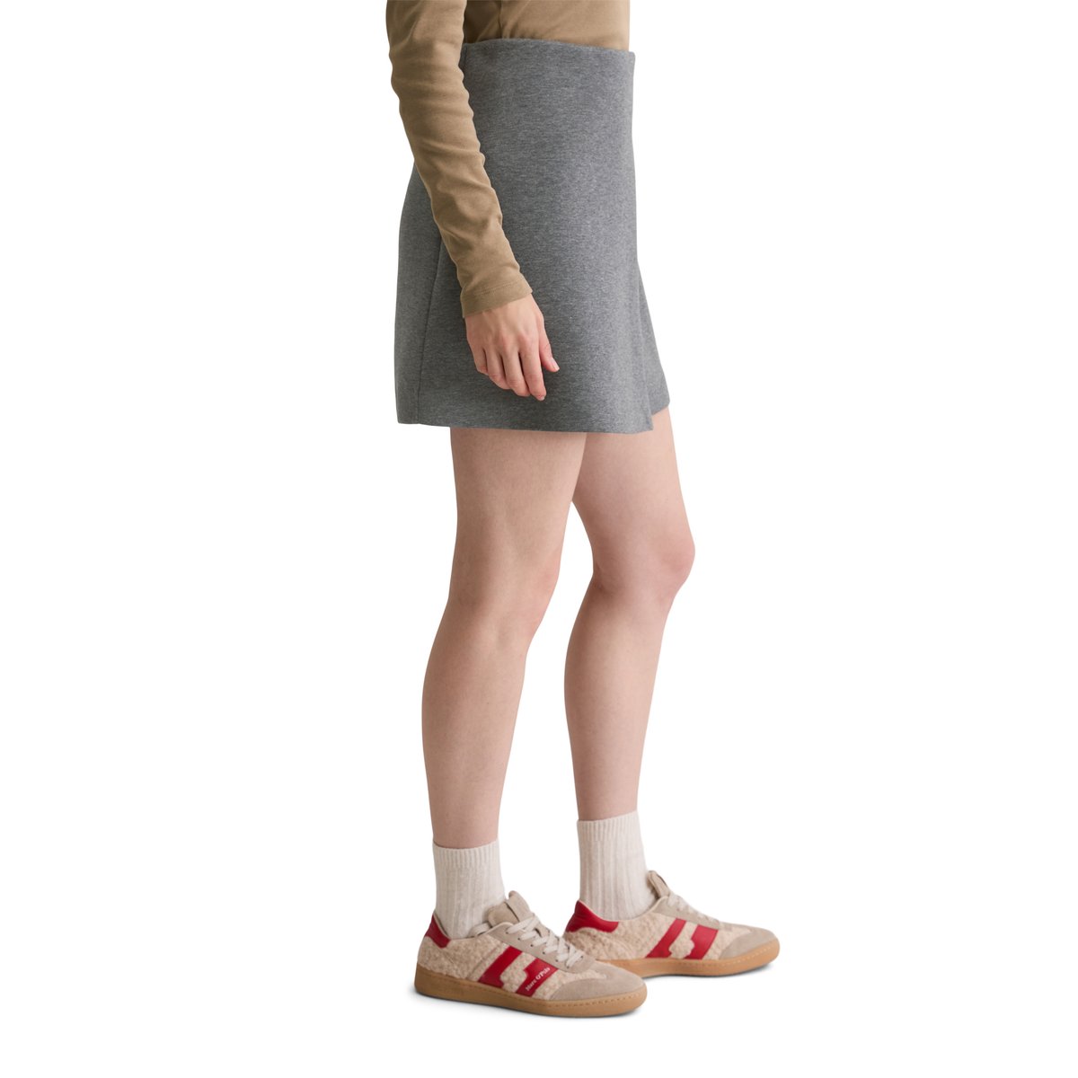 Mini-jupe en jersey regular en mélange de coton bio gris, MARC O'POLO