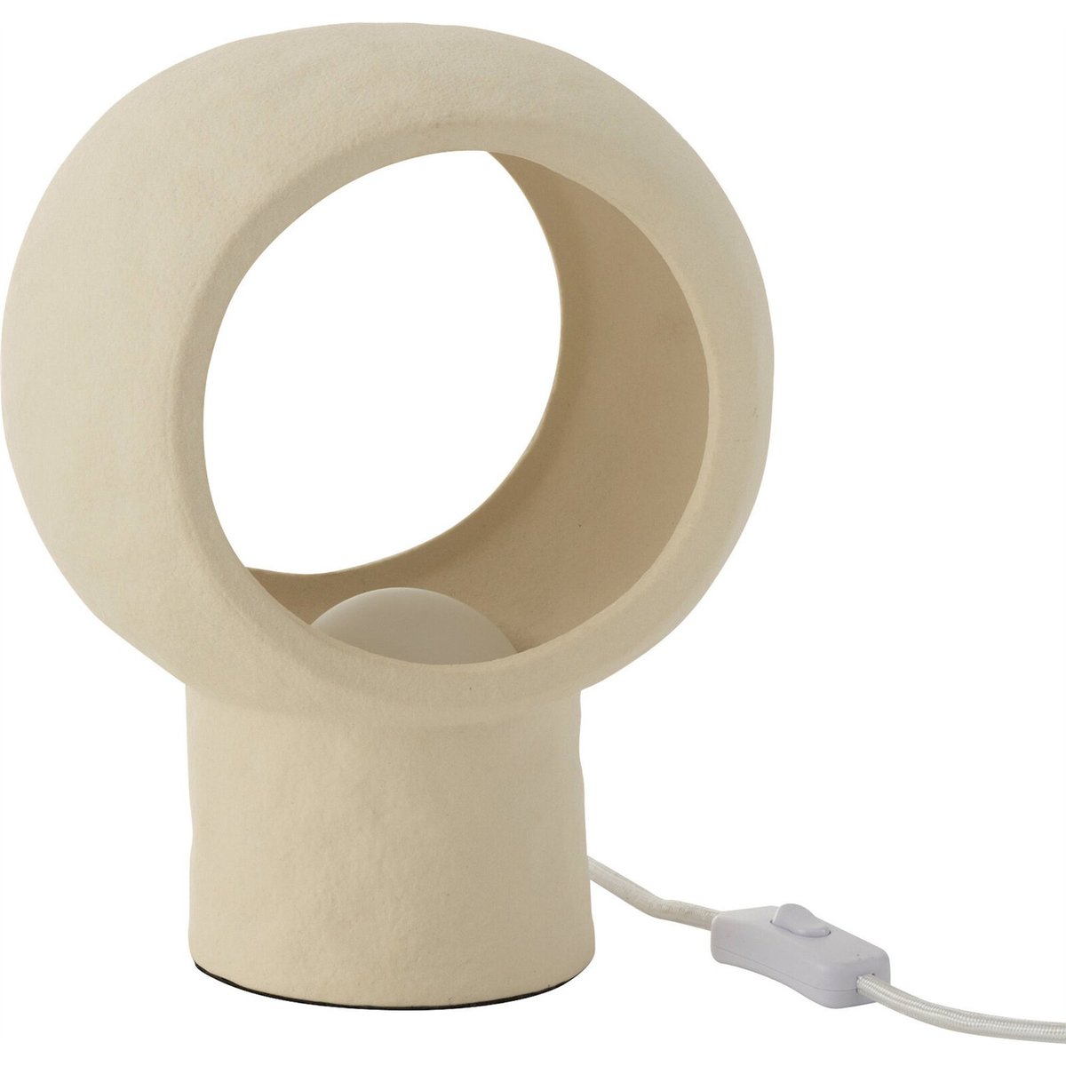 Lampe cercle en pierre format organique globe beige pierre naturel, RECOLLECTION
