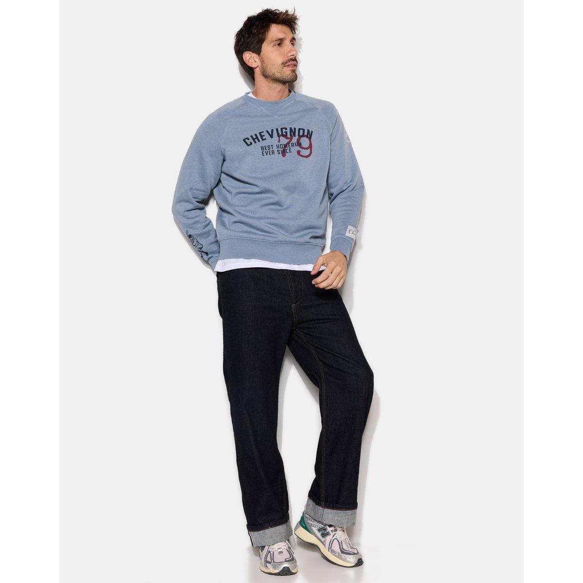 Sweat Shirt en coton DERBY bleu, CHEVIGNON