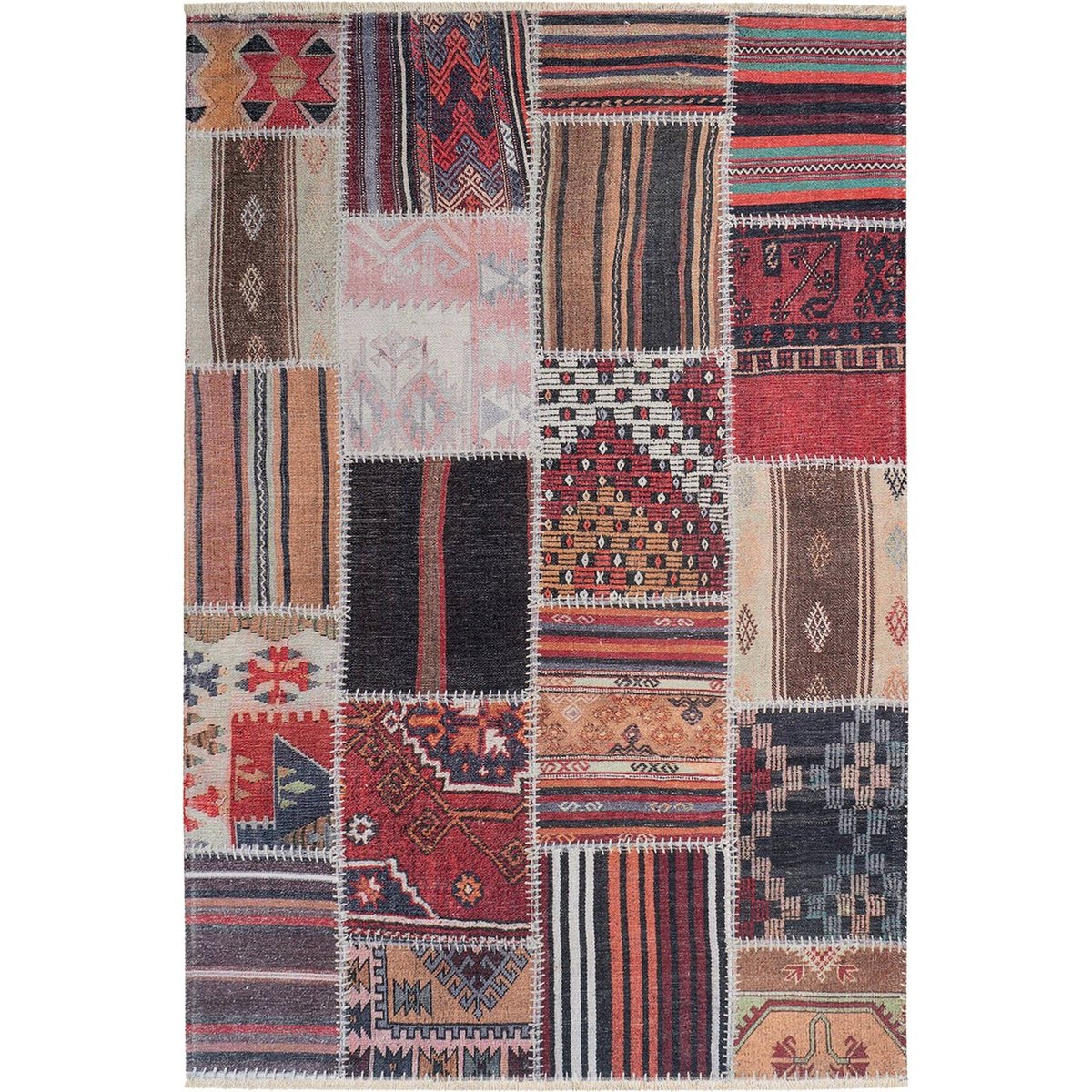Tapis rectangulaire, Atoil multicolore rouge bordeaux et noir, ARTE ESPINA