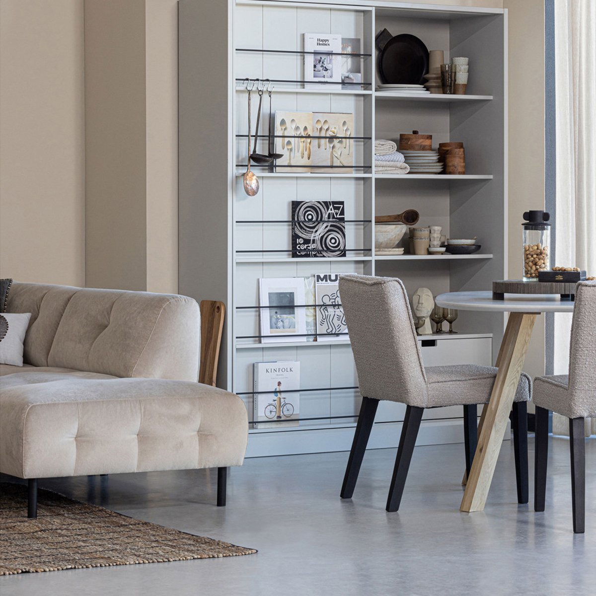Table à manger de forme organique en bois 130x130cm blanc - TABLO blanc, WOOOD