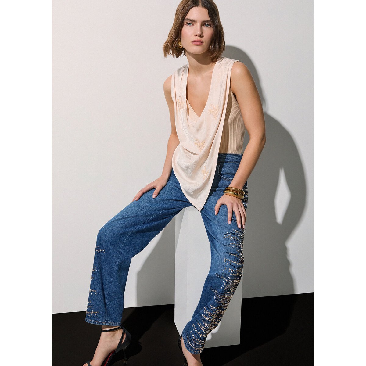 Top avec Broderies Bijou crème, LIU JO