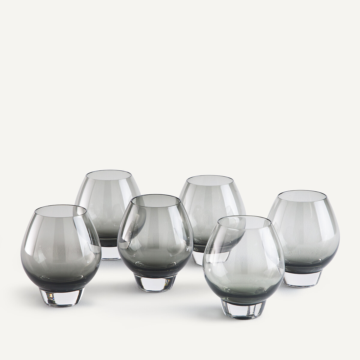 Lot de 6 verres à eau, en verre fumé soufflé à la bouche, MANEVA gris fumé, AM.PM