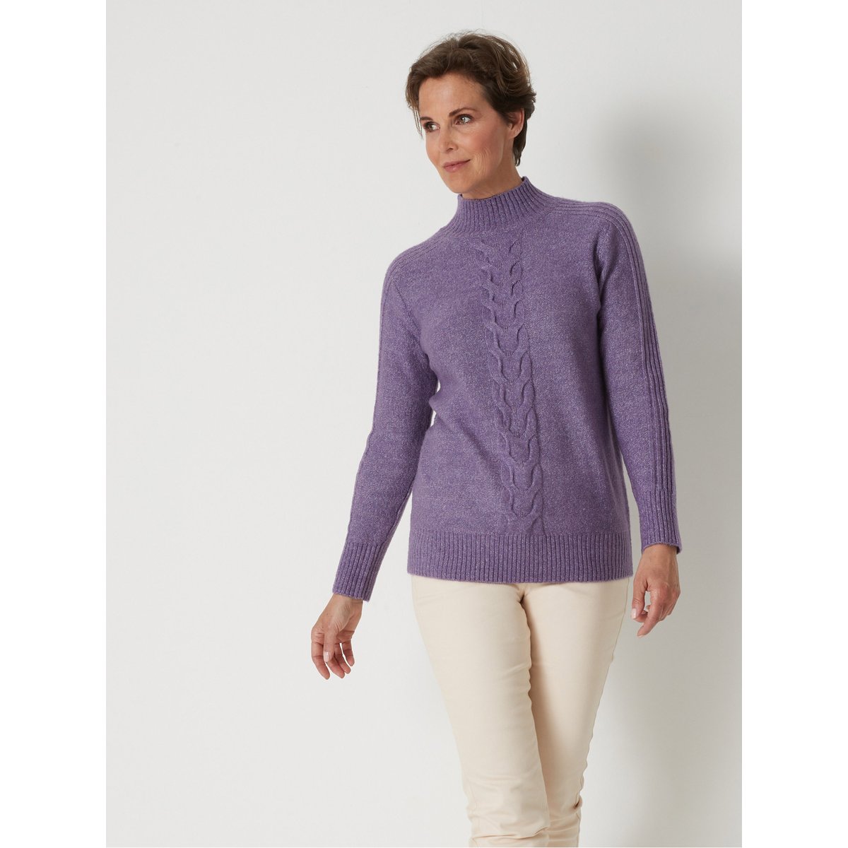 Pull col montant torsadé violet, DAXON