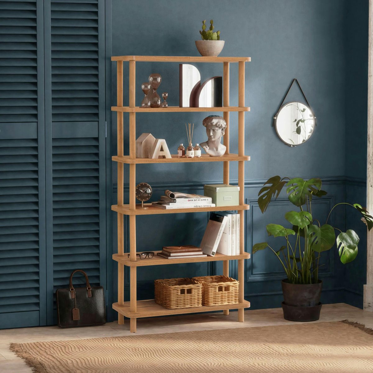 Etagère ouverte 6 plateaux MARFA chêne, PIER IMPORT